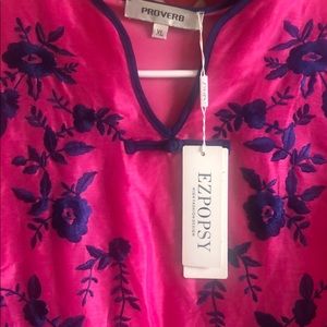 Hot pink w/ Navy Embroidery nbw